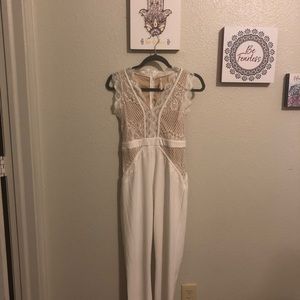 White Lace & Nude Jumpsuit